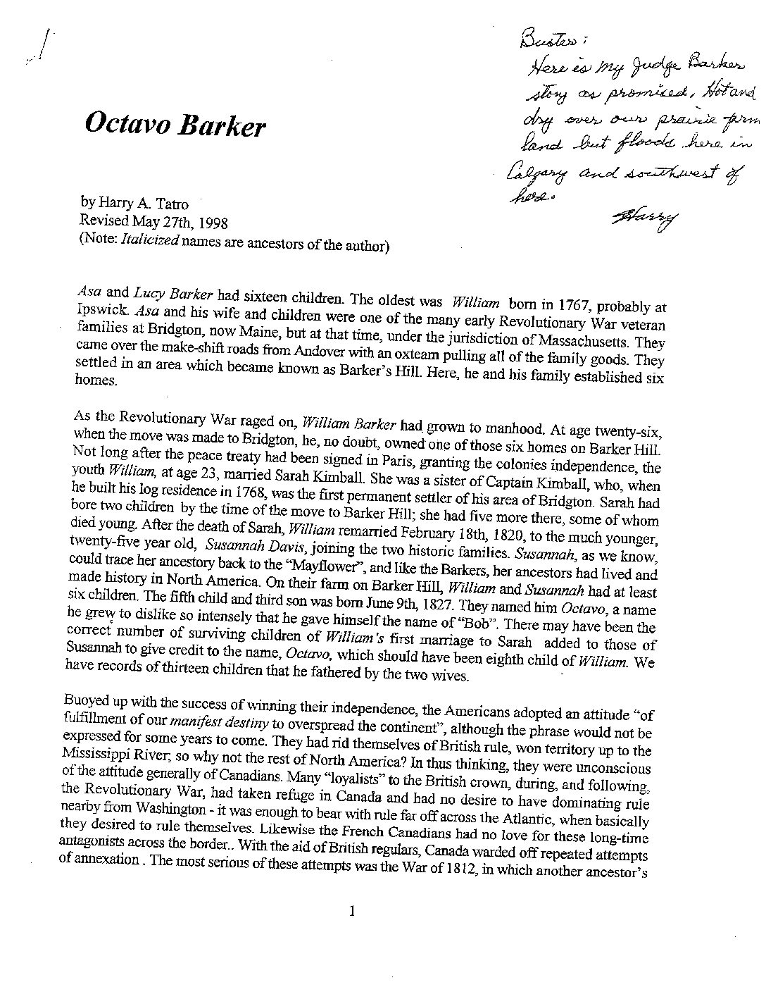 The Octavo Barker Story (Civil War Veteran)