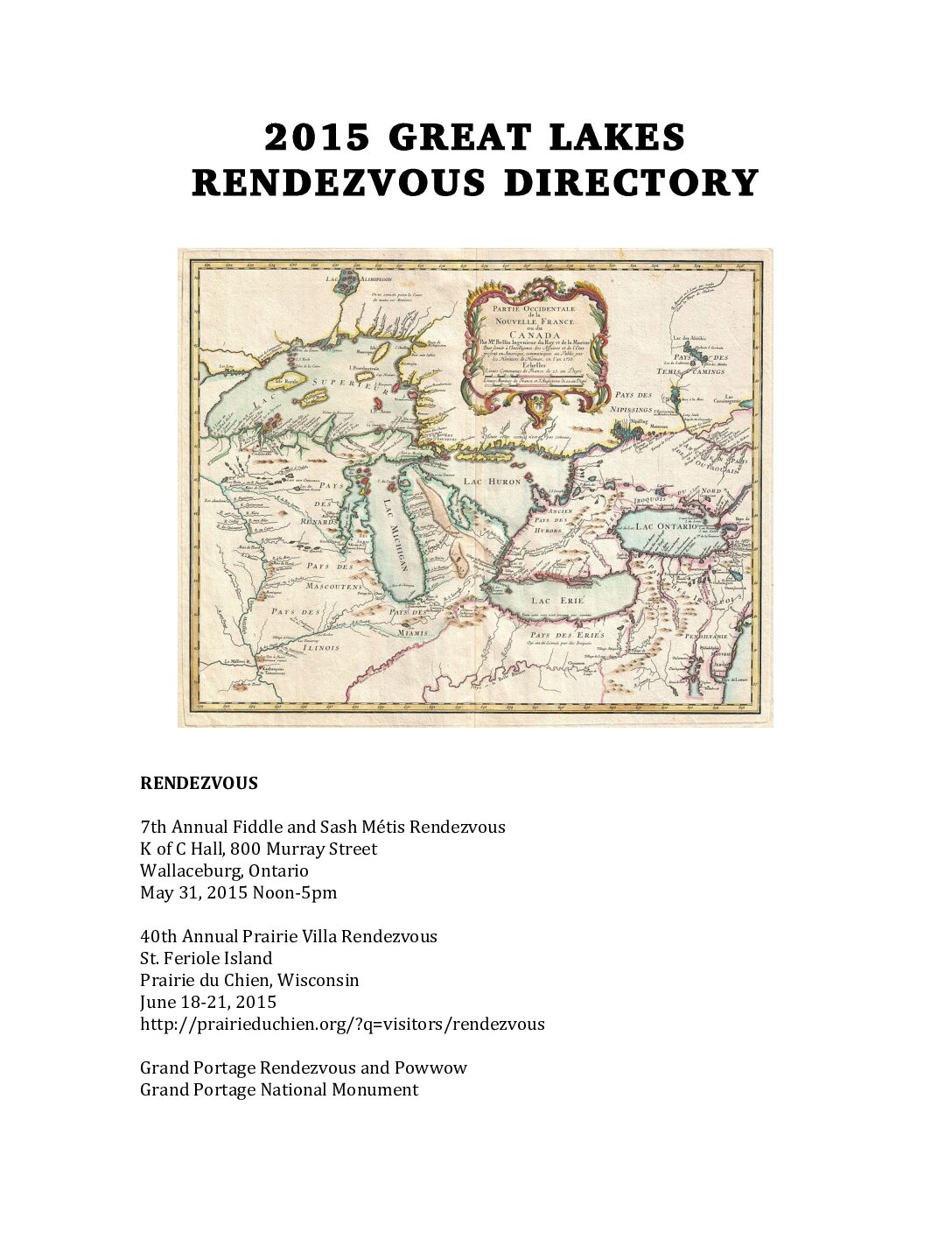 Rendezvous Directory – 2015