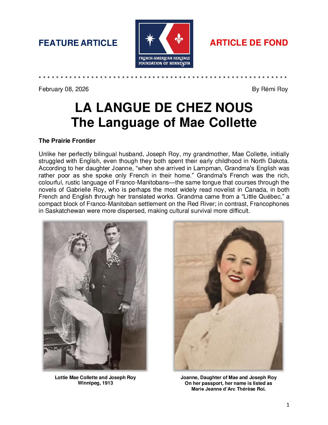 La Langue de Chez Nous: Mae Collette